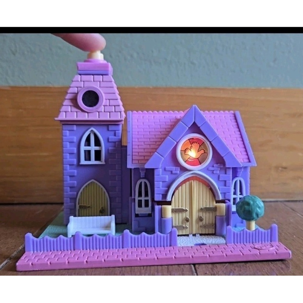 Vintage Polly Pocket Bluebird 1993 Wedding Chapel Church Working Lights Complete - Picture 2 of 5